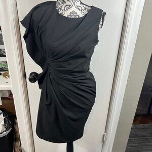 Theme NYC black ruched side ruffle little black dress size small